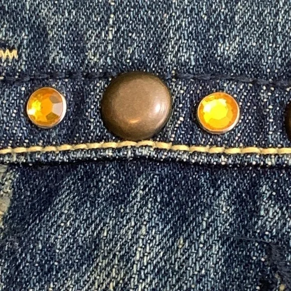 Z. Cavaricci Y2K Denim Blue Jean Bird Embroidery Distressed Button Down Jacket 4 - Picture 9 of 17